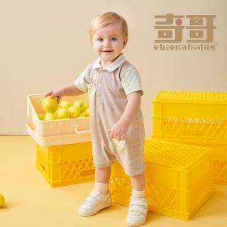 【奇哥】Chic a Bon 男童裝 小蹦熊國民領立體熊耳短袖兔裝/連身衣(3-18個月)