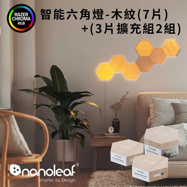 【nanoleaf】Elements 智能六角燈7片+擴充3片2組-木紋