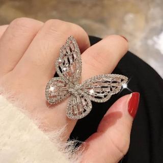 【KT DADA】蝴蝶戒指 純銀戒指 925 戒指女生 鋯石戒指 開口戒指 可調節 復古 高階感 造型戒指