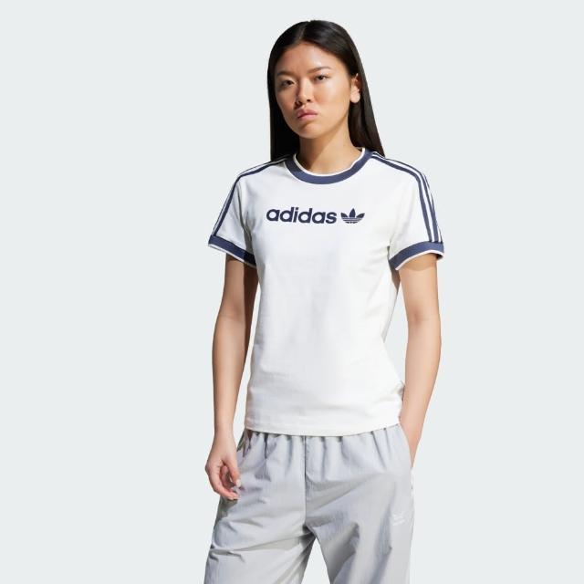 【adidas 愛迪達】短袖上衣 女 三葉草 國際碼 LINEAR CALI TEE 白 JD2723(S2952)