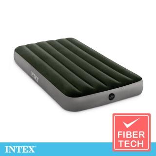 【INTEX】經典單人加大 fiber-tech 充氣床墊 綠絨-寬99cm(64107)