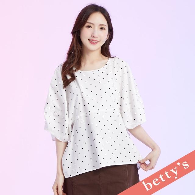 【betty’s 貝蒂思】點點格紋撞色寬版上衣(白色)