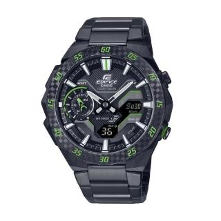 【CASIO 卡西歐】EDIFICE 藍芽太陽能電力 黑綠 俐落輕巧 獨特車翼氣流計設 賽車運動 ECB-2200RC-1A3 48.2mm