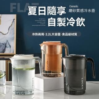 【Homeco】簡約大容量濾網塑膠冷水壺 耐低高溫冰箱涼水杯 咖啡冷萃壺 夏季果茶壺 2200ml(大口徑 冰箱側門)