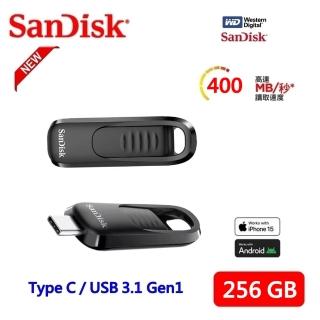 【SanDisk 晟碟】[極速升級 全新版] 256GB Ultra Slider Type-C 隨身碟(高速讀取400MB/s 原廠5年保固)