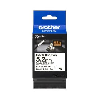 【brother】官方直營 HSe-211E 原廠熱縮套管 5.2mm 白底黑字(適用:PT-E850TKW/E300/E500W/P900W/P950NW)