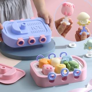 【Homeco】家用兒童手工DIY可愛迷你冰淇淋模具 動物造型易脫模冰棒模具 矽膠雪糕冰棒製冰工具(製冰盒 冰格)