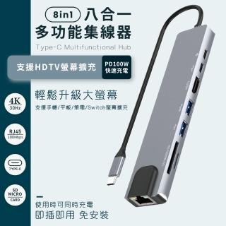 【Songwin】8合1多功能PD充電傳輸集線器 UTO-380(HDTV/RJ45/TypeC/讀卡機)