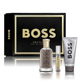 【HUGO BOSS】自信男性淡香精香氛禮盒-淡香精100ML+隨身瓶10ML+沐浴膠 100ML