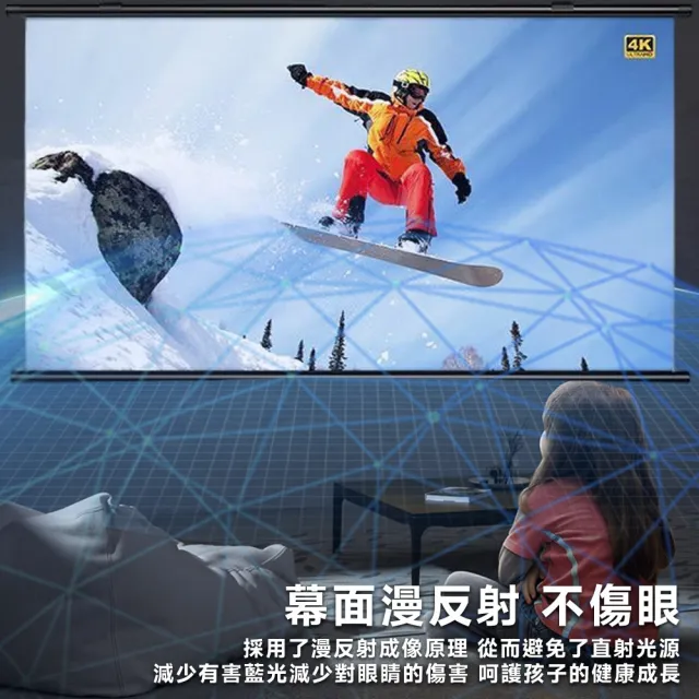 【同仁四季】4K金屬 Ultra畫質 投影布幕 金屬布幕 布幕 抗光幕布 露營布幕(120寸16:9小視角壁挂支架兩用)