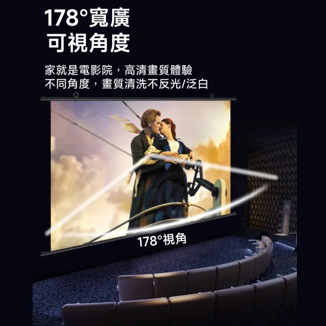 【同仁四季】布幕 光子布幕 178°大視角白天也清晰☆☆影院級銀幕專用塗層(120寸加厚免打孔)