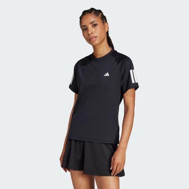 【adidas 愛迪達】短袖上衣 女 訓練 慢跑 亞規 CLUB TEE 黑 JN7093