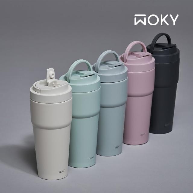 【WOKY 沃廚】買1送1_二代渾圓杯 雙層陶瓷款750ml-附矽膠粗吸管(隨行杯/吸管杯/保溫杯/保溫瓶)