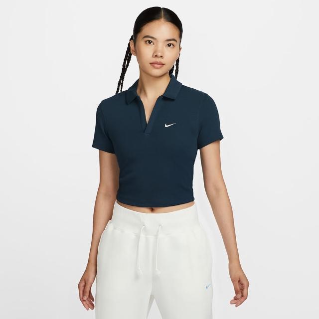 【NIKE 耐吉】短袖上衣 女 運動 POLO衫 AS W NSW ESSNTL SS POLO CRP TO 藍 DV7885-478