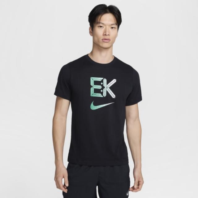 【NIKE 耐吉】短袖上衣 男款 運動 速乾 慢跑 AS M NK DF TEE KIPCHOGE 黑 HF6160-010