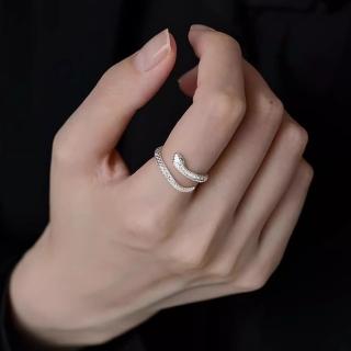 【KT DADA】蛇戒指 999 個性戒指 純銀 戒指女 銀戒指 通體純銀 銀飾 簡約戒指 戒指 開口戒指 可