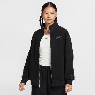 【NIKE 耐吉】外套 女 運動立領外套 夾克 搖粒絨 AS W NSW NSP TRK JKT 黑 HQ7977-010