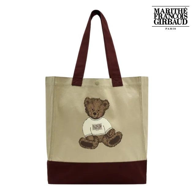 【MARITHE FRANCOIS GIRBAUD】官方旗艦 塗鴉熊雙色拼接購物袋 MFG(多款任選)