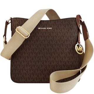 【Michael Kors】Jet Set Travel LOGO PVC斜揹包(巧克力色)