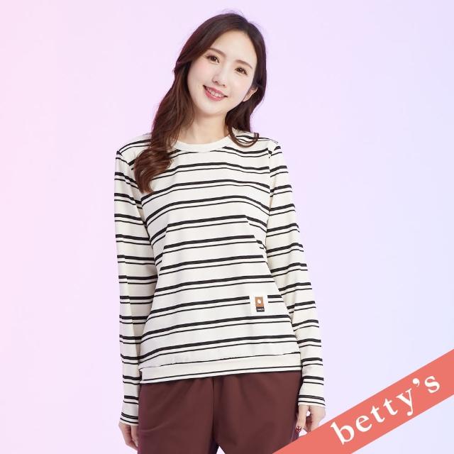 【betty’s 貝蒂思】舒適透氣橫條紋長袖T-shirt(黑色)