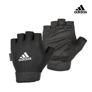【adidas 愛迪達】可調式透氣短指訓練手套-白(S-XL)