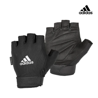 【adidas 愛迪達】可調式透氣短指訓練手套-白(S-XL)