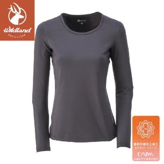 【Wildland 荒野】女 遠紅外線U領保暖衣《深灰》W2653/發熱衣/戶外運動機能上衣(悠遊山水+)