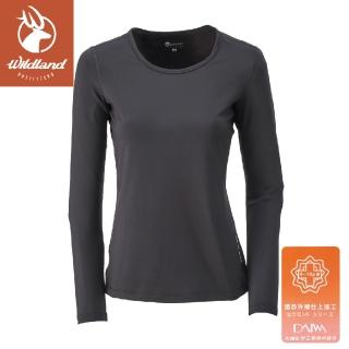 【Wildland 荒野】女 遠紅外線U領保暖衣《中灰》W2653/發熱衣/戶外運動機能上衣(悠遊山水+)