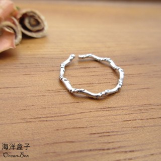 【海洋盒子】母親節禮物 輕盈小巧簡約線條925純銀戒指(可調整戒圍.外鍍專櫃級正白K)