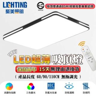 【聚美照明】吸頂燈 LED方形吸頂燈 60cm黑 4800lm遙控-節能款(超薄吸頂燈/房間燈客廳燈)