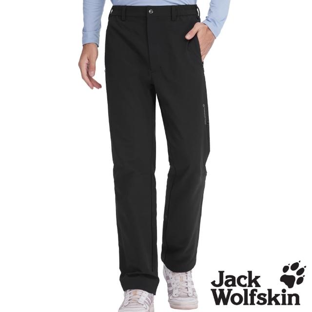 【Jack wolfskin 飛狼】男 保暖彈性休閒長褲 透氣快乾登山褲(沉穩黑)