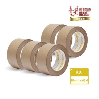 【DEER BRAND 鹿頭牌】牛皮紙膠帶 5入組 48mmX40M(環保.高黏.可書寫)