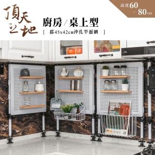 【dayneeds 日需百備】頂天立地 廚房/桌上型烤漆收納架 搭45x42沖孔平面網1片(掛架/網架/櫥櫃下可用)