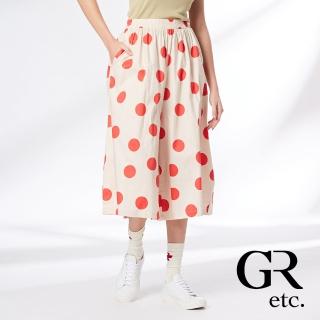 【GLORY21】網路獨賣款-etc.質感大波點鬆緊腰寬褲(杏色)