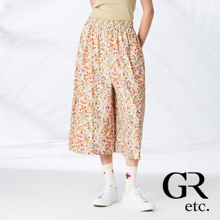 【GLORY21】網路獨賣款-etc.彩色圓點印花鬆緊腰寬褲(杏色)