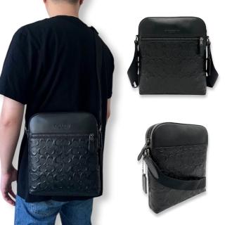 【COACH】男生 側揹包 黑色立體荖花LOGO 直立 斜揹包 男款 包包(Coach 4009)