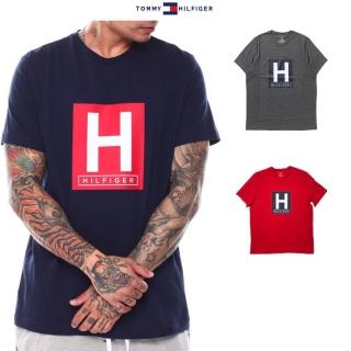 【Tommy Hilfiger】Tommy Hilfiger 圓領 休閒寬鬆 大H logo 短袖 T恤 上衣 短T(美國進口平行輸入)