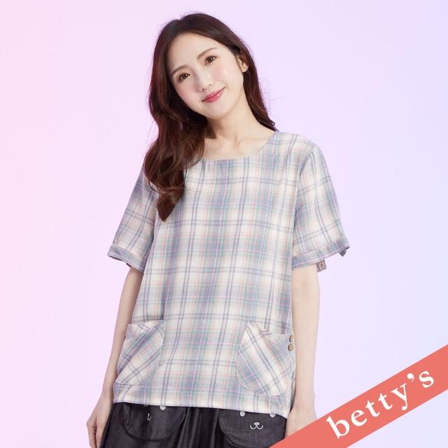 【betty’s 貝蒂思】多彩格紋口袋短袖上衣(淺綠)