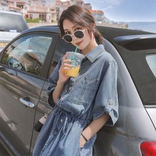 【Pure 衣櫃】長版氣質牛仔連衣裙洋裝(連身裙/KDDY-5490)