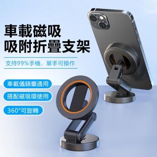 【Nil】360°旋轉車載磁吸支架 汽車導航儀錶臺手機架 車用便攜折疊手機支架 固定架