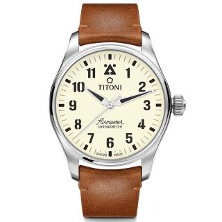 【TITONI 梅花錶】空中霸王系列 Airmaster Pilot 飛行員天文台認證機械腕錶/43mm(73906 T-ST-724)