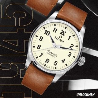 【TITONI 梅花錶】空中霸王系列 Airmaster Pilot 飛行員天文臺認證機械腕錶/43mm(73906 T-ST-724)
