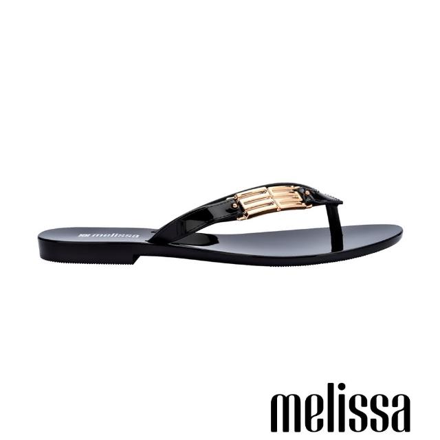【Melissa】金屬飾釦夾腳拖鞋(黑色)