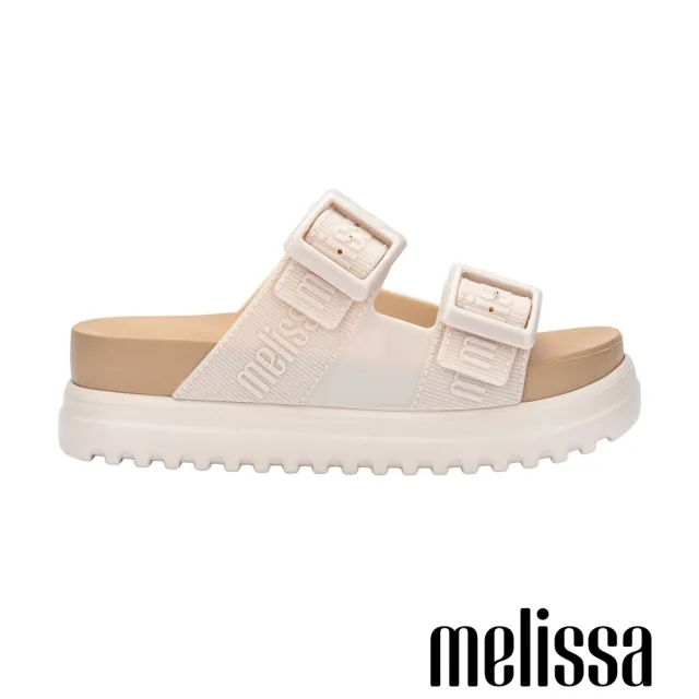 【Melissa】LOGO雙扣帶厚底拖鞋(米色)