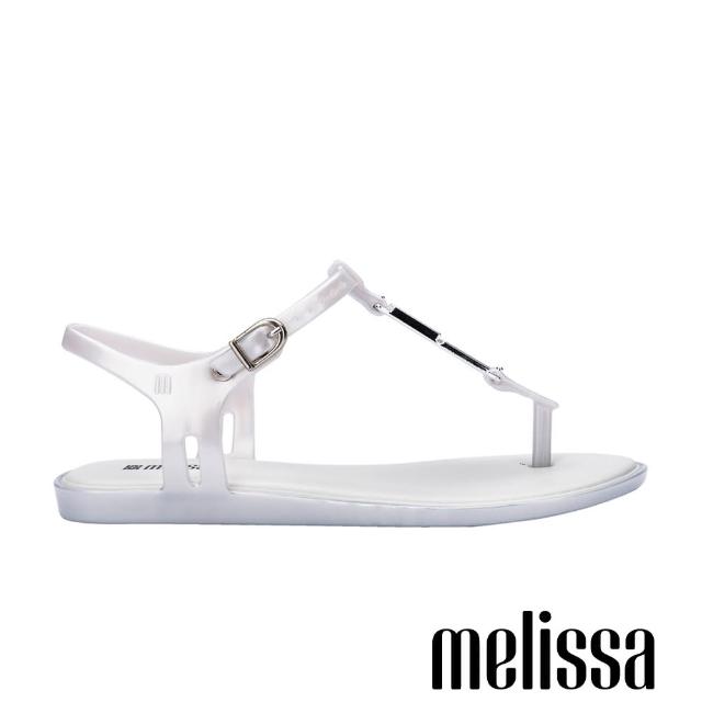 【Melissa】金屬飾釦T字夾腳涼鞋(白色)