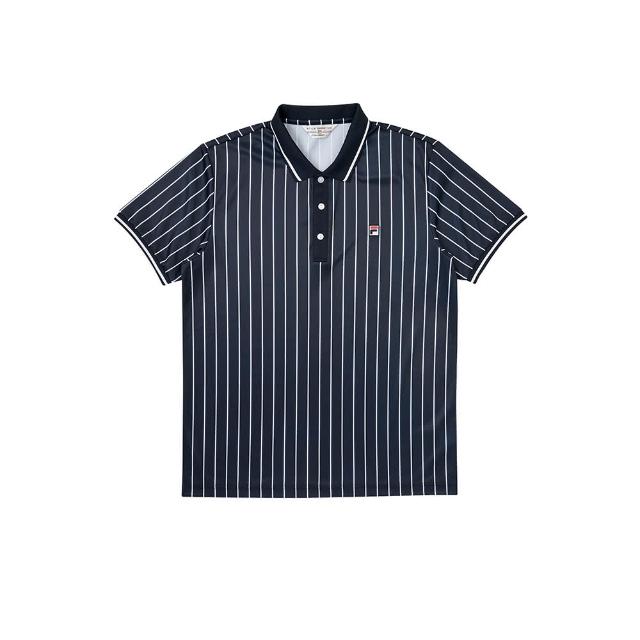 【FILA官方直營】男款 吸濕排汗短袖 短袖POLO衫-丈青(1POZ-1706-NV)
