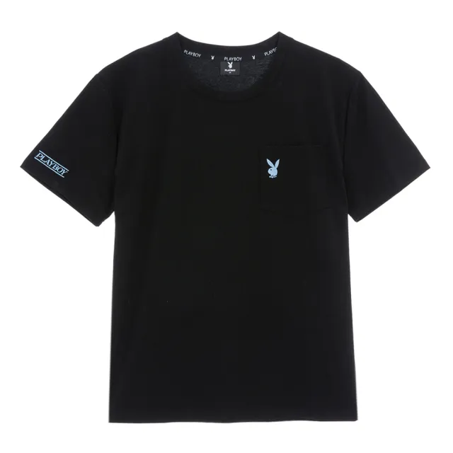 【PLAYBOY】涼感口袋圓領T-SHIRT(黑色)