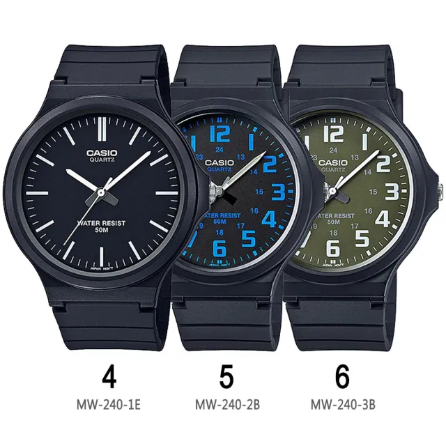 【CASIO 卡西歐】經典日系簡約指針錶-9款可選 父親節 送禮(MW-240系列)