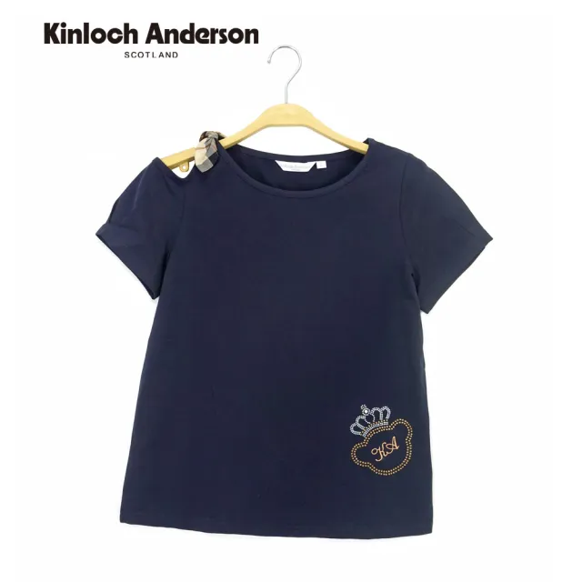 【Kinloch Anderson】氣質小心機單露肩蝴蝶結熊頭燙鑽造型棉質上衣(KA1253021 藏青 / 粉紫)