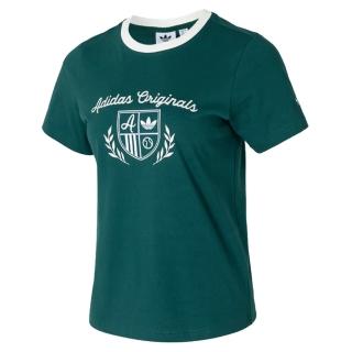 【adidas 愛迪達】短袖上衣 女 三葉草 CC SS TEE W 綠 JM8010